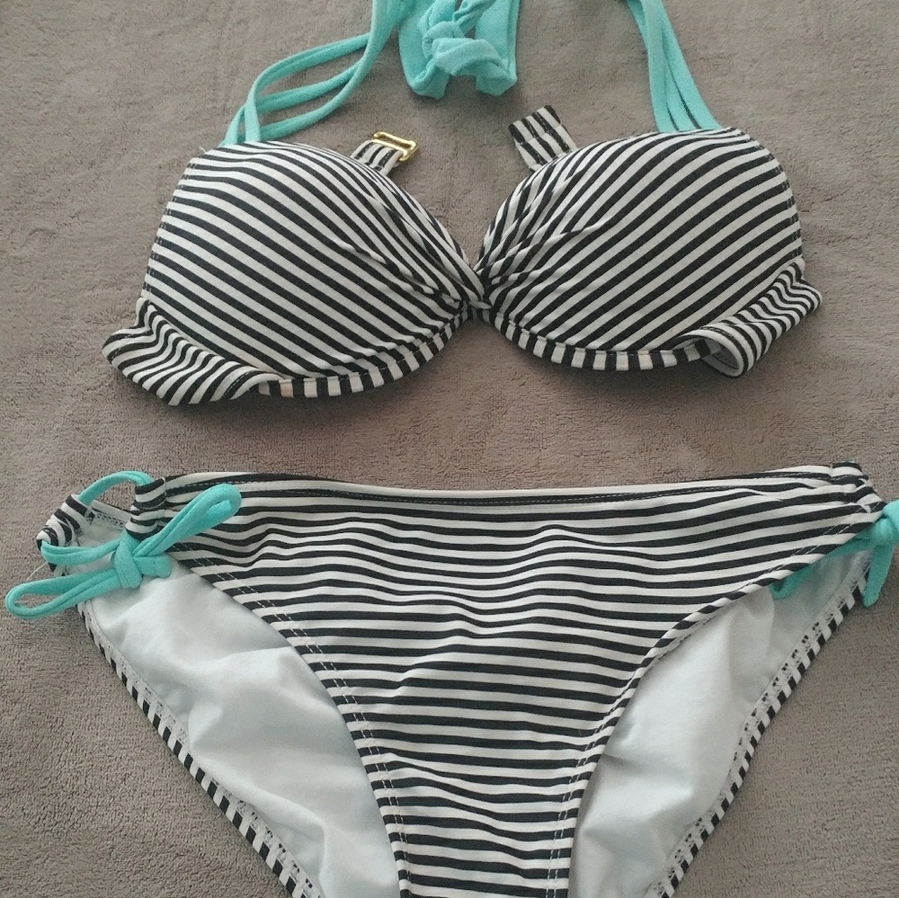 Two piece bathing suit.